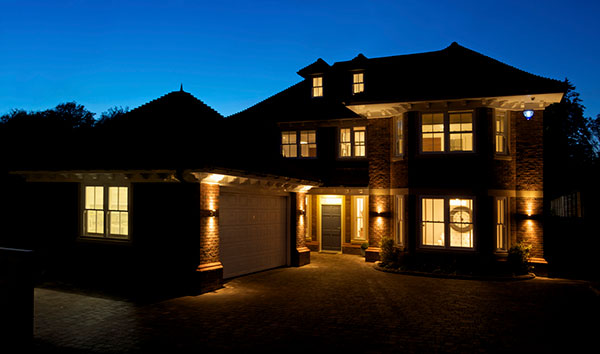 home with good security lighting placement 